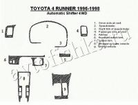 Декоративные накладки салона Toyota 4 Runner 1996-1998 АКПП, 4WD, Соответствие OEM, 10 элементов.