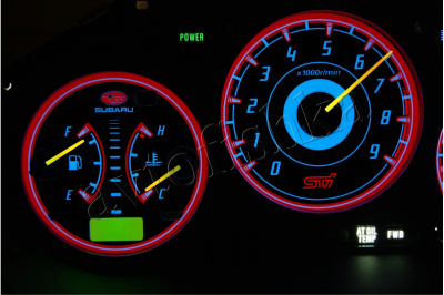 Subaru Impreza 2000-2007 светодиодные шкалы (циферблаты) на панель приборов - дизайн 2
