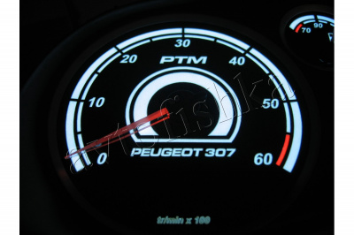 Peugeot 307 светодиодные шкалы (циферблаты) на панель приборов - дизайн 3